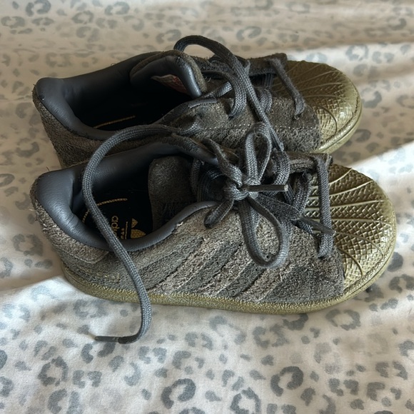 Kids Gray Adidas Sneakers - 7 - Picture 2 of 4